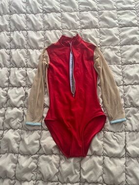 Yumiko custom Zip leotard with 3/4 mesh sleeves and back